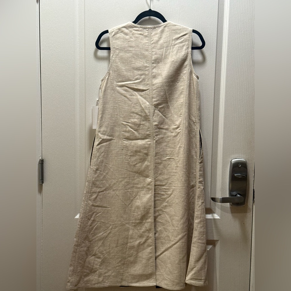 Maude Club Lennon Linen Longline Vest – Raffia Flower Buttons | Size S | NWT - Picture 4 of 6